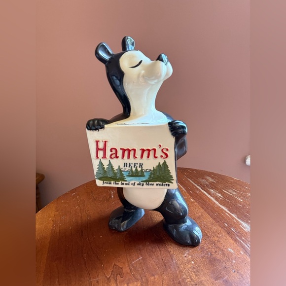Red Wing Other - 1950's Hamm's Beer Vintage Rare! Red wing Pottery Bear Bank 12" Tall Coin Bank